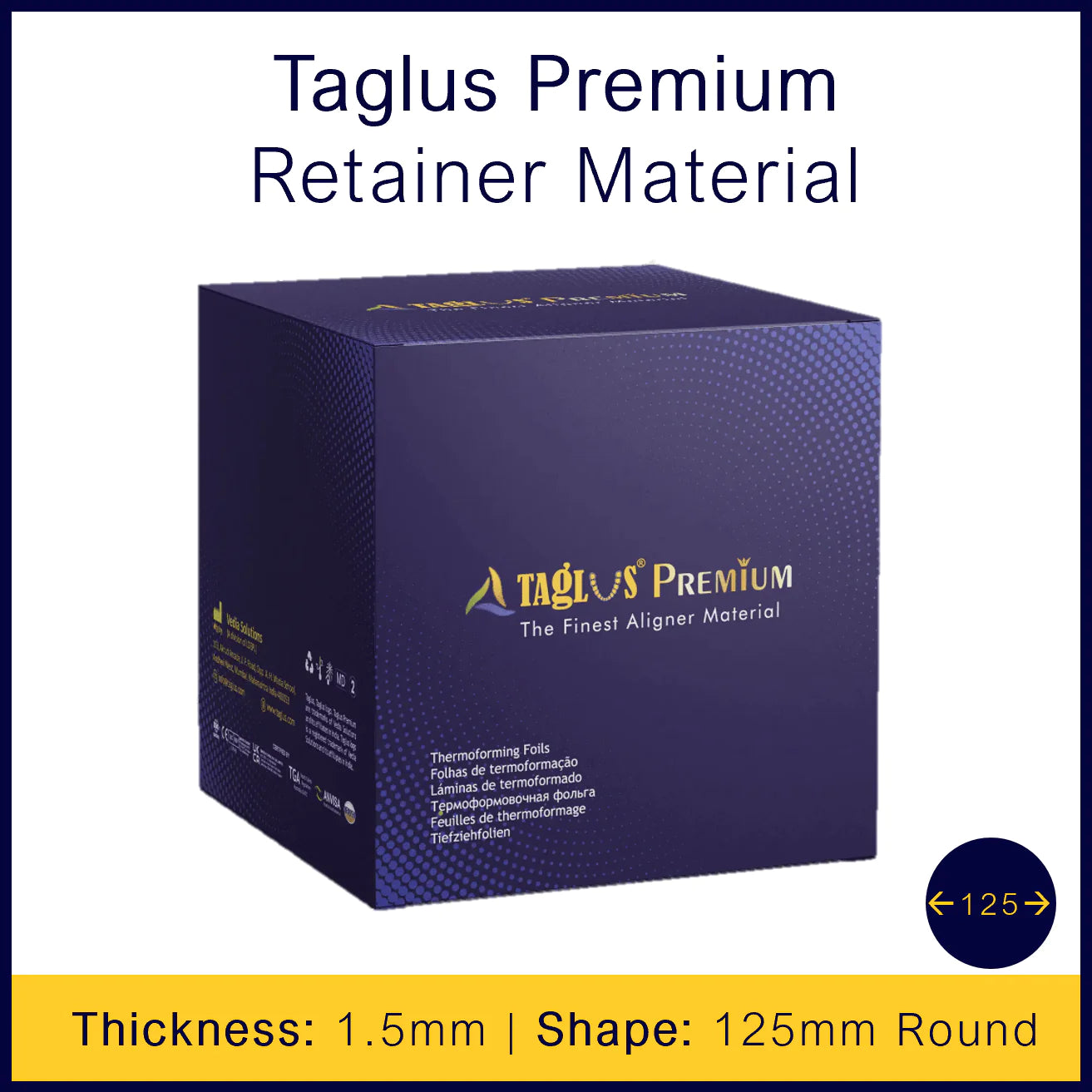 Taglus Premium Retainer Material - 1.5mm x 125mm Round - 60 Sheets